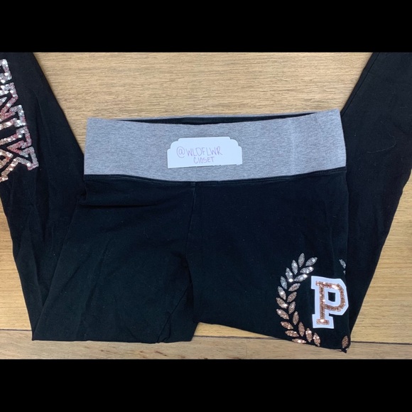 Black “pink” shimmery leggings - Picture 1 of 3